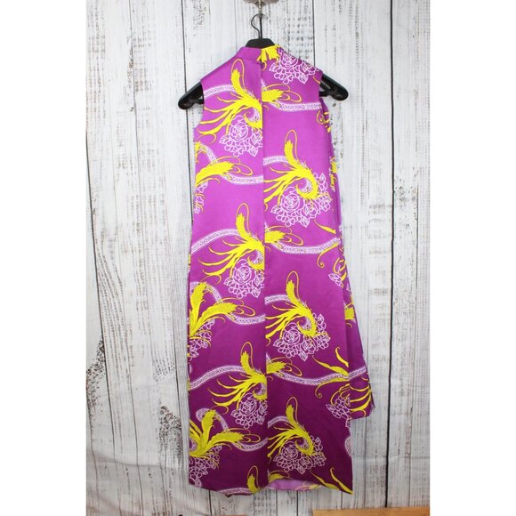 Vintage Sun Fashions of Hawaii Purple Floral Print Chinese Style Dress Pants 10 - Picture 7 of 16